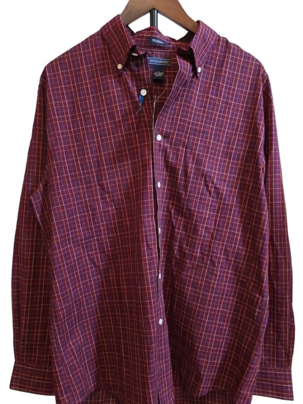 Saddlebred Wrinkle-Free Plaid Button-Down Shirt